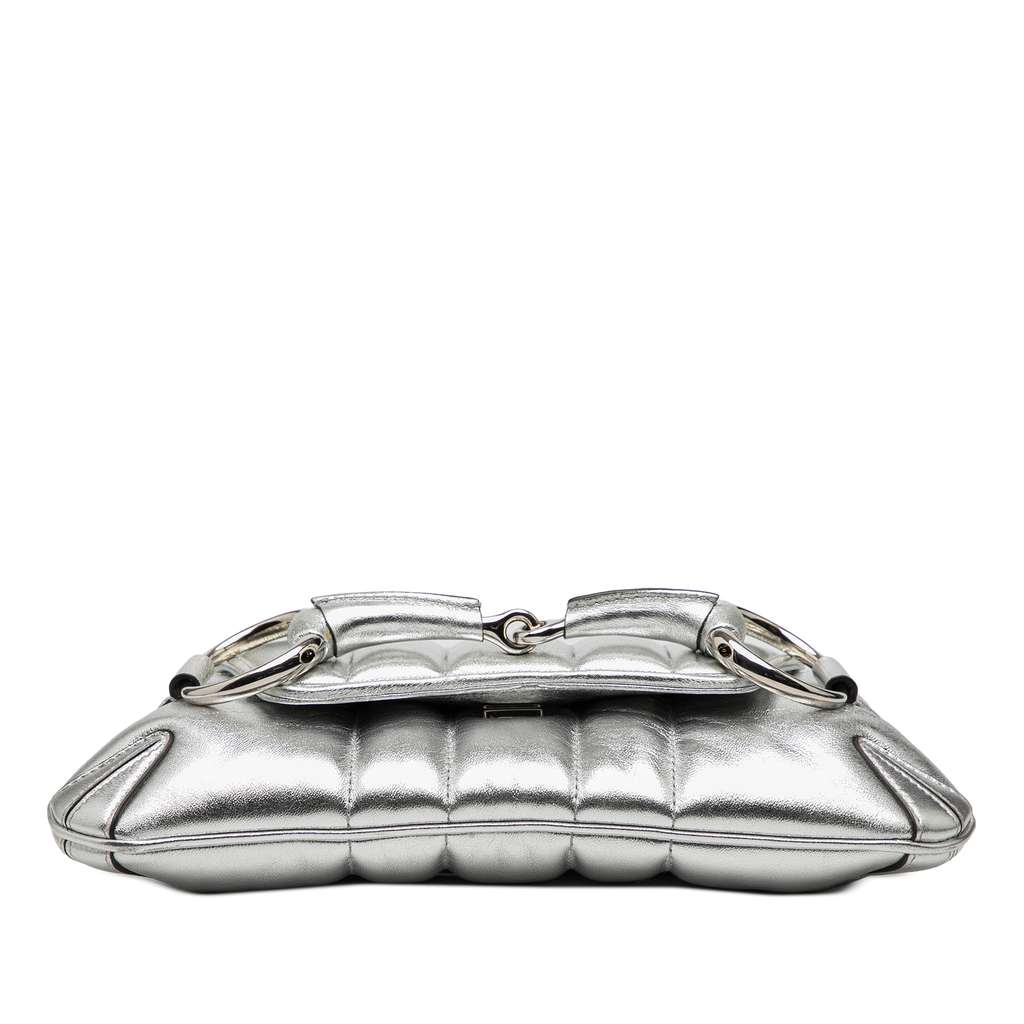 Gucci Small Metallic Quilted Leather Horsebit Chain Satchel - 3