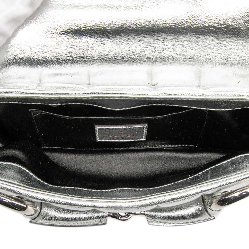 Gucci Small Metallic Quilted Leather Horsebit Chain Satchel - 4