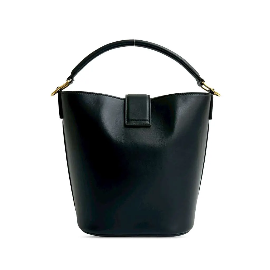 Celine Small Smooth Calfskin Louise Bucket Bag Black Leather Good - Back View