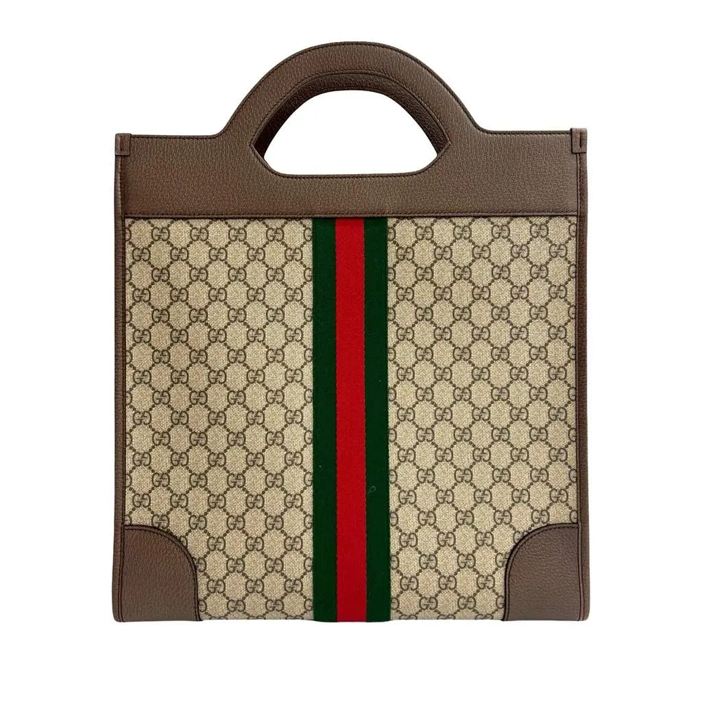 Gucci GG Supreme Ophidia Vertical Tote Brown Canvas Very good - Back View