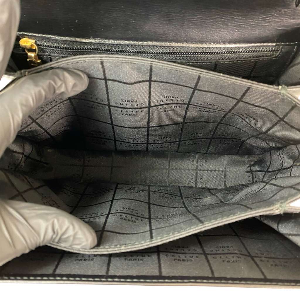 Celine Leather Logo Carriage Top Handle Bag - 3