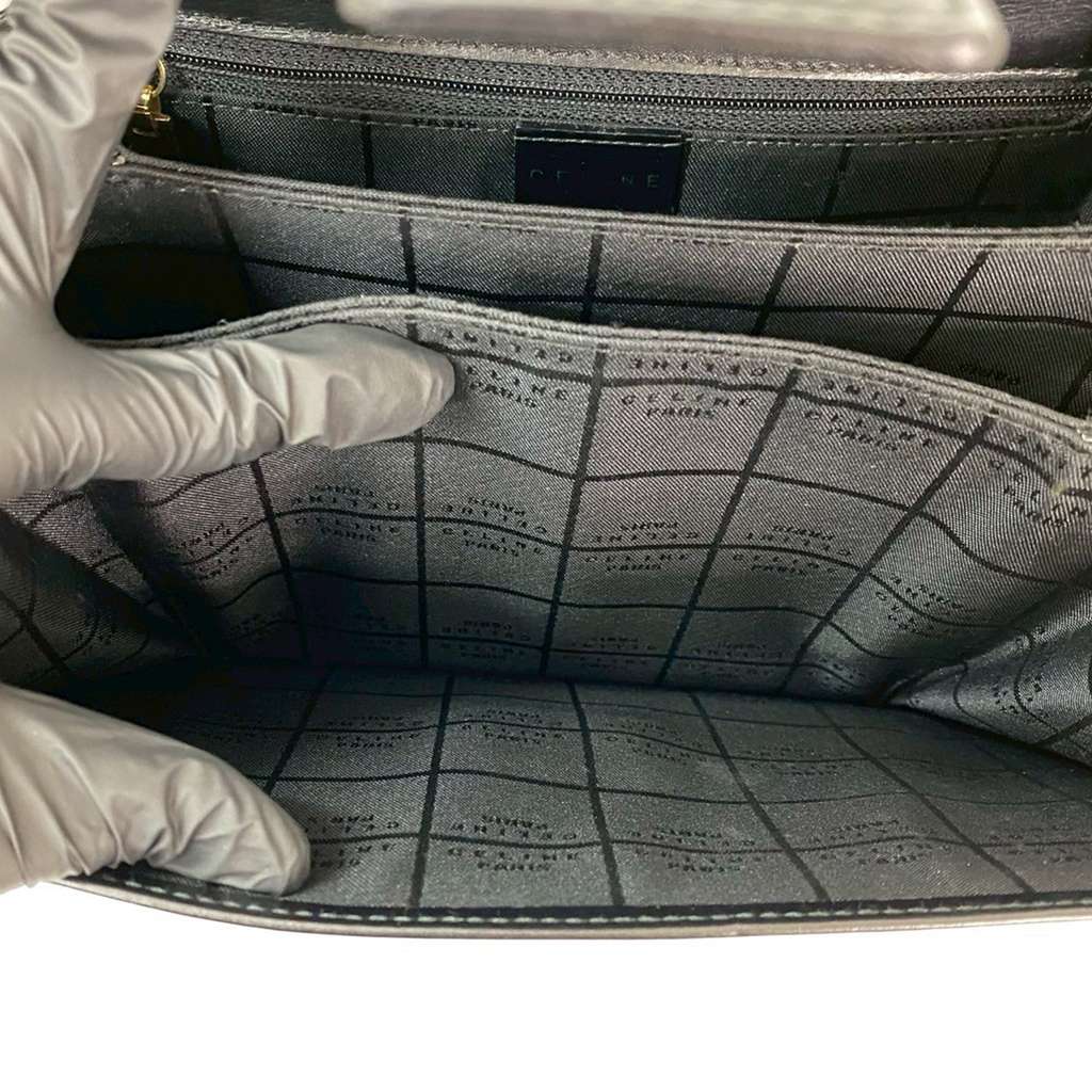 Celine Leather Logo Carriage Top Handle Bag - 4