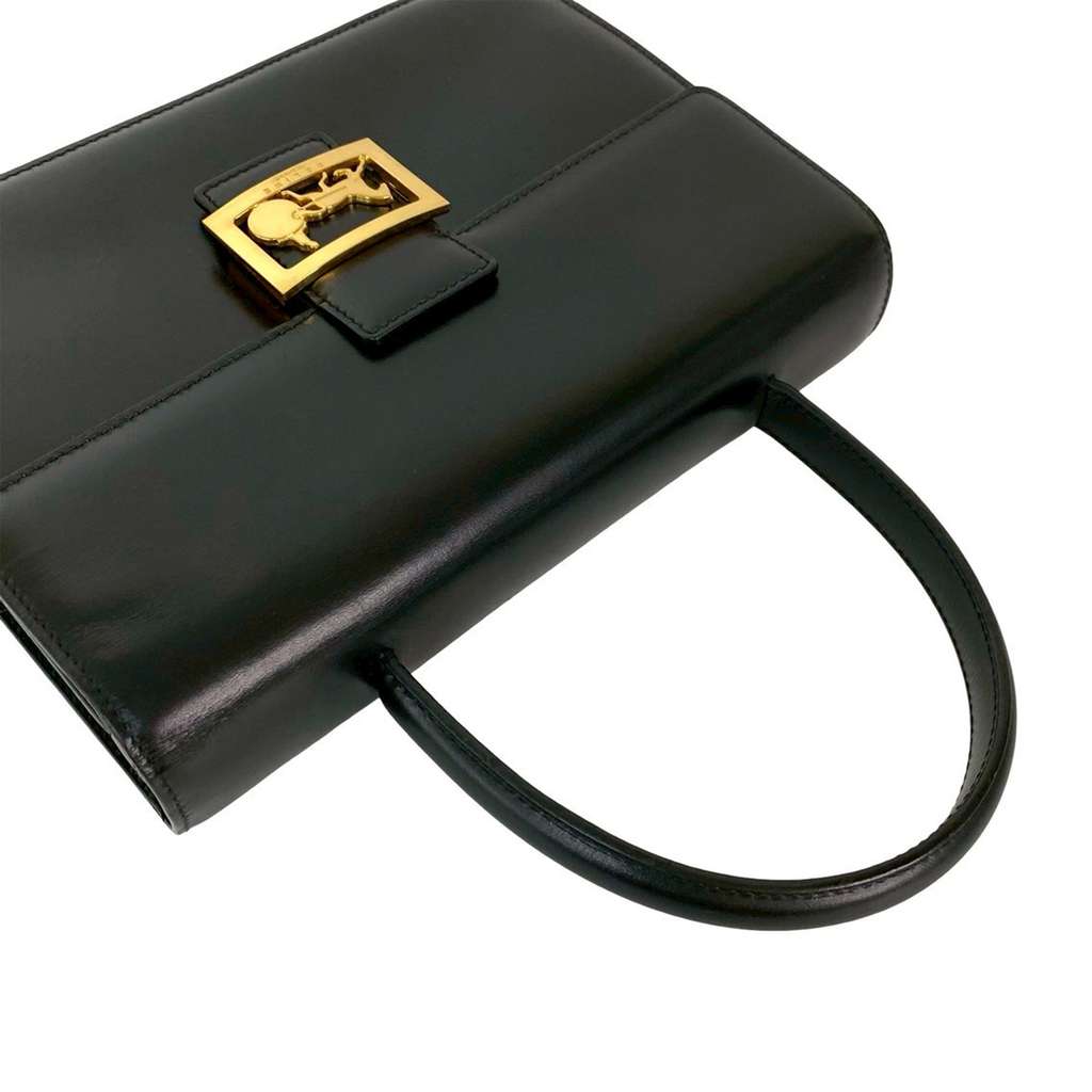 Celine Leather Logo Carriage Top Handle Bag - 5