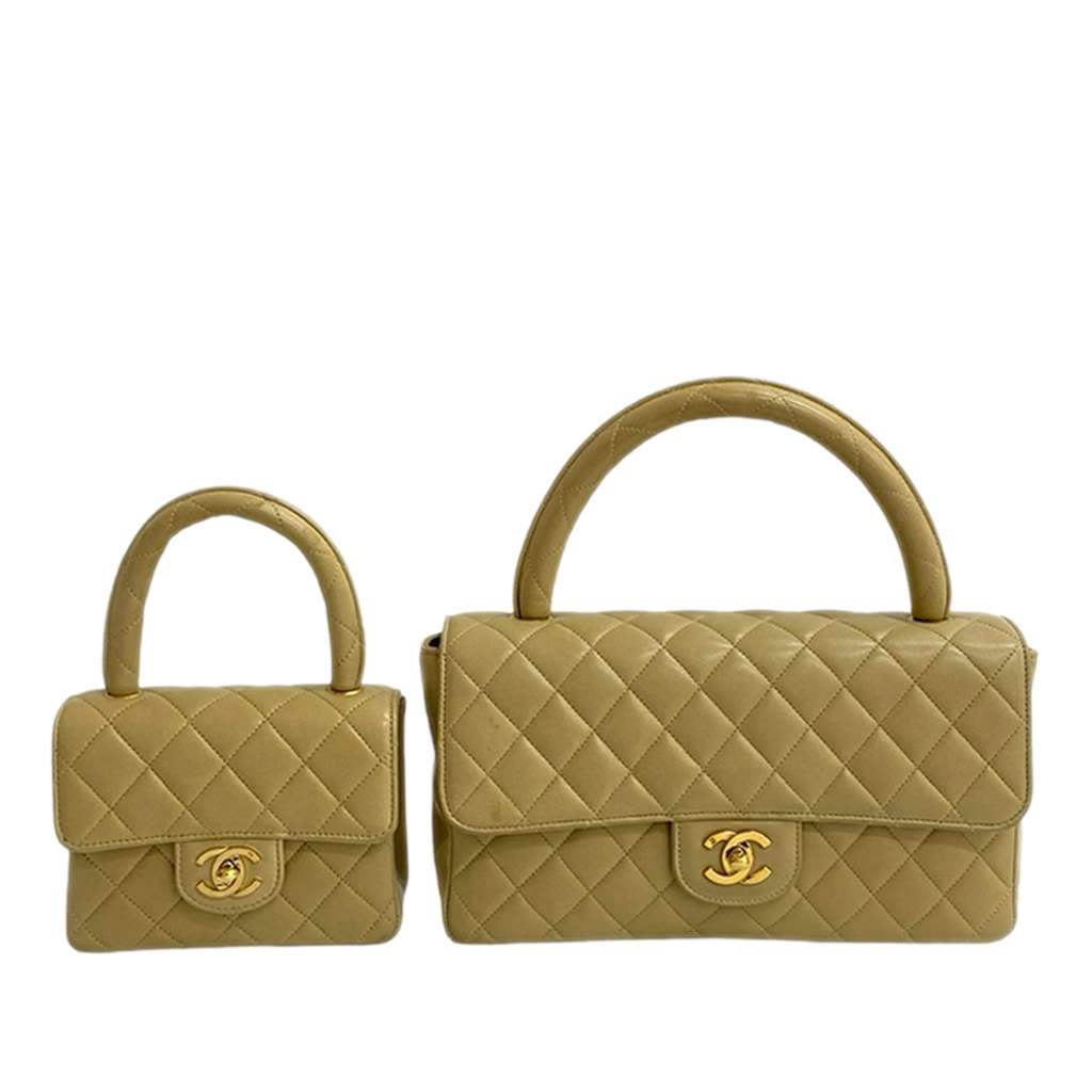 Chanel Lambskin Parent Child Kelly Set Top Handle Bag - 2