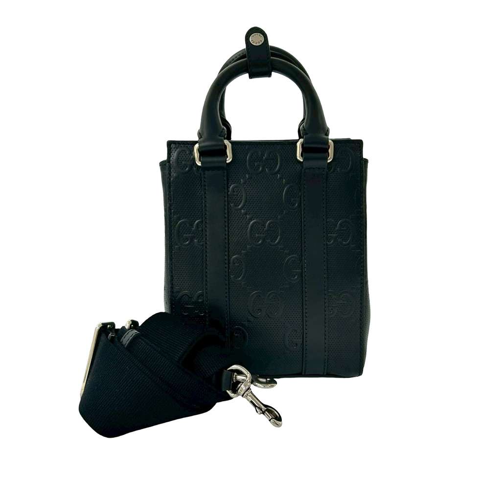 Gucci Mini GG Embossed Perforated Leather Tote