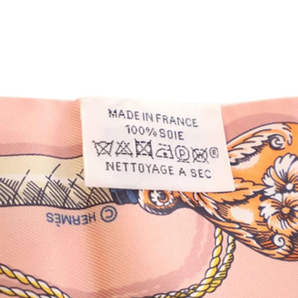 Hermès Cavalcades Silk Twilly Scarf Pink Silk Good - Inside View