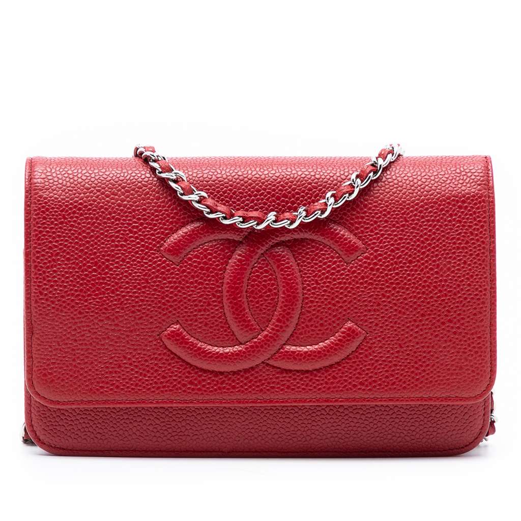 Chanel CC Caviar Wallet On Chain