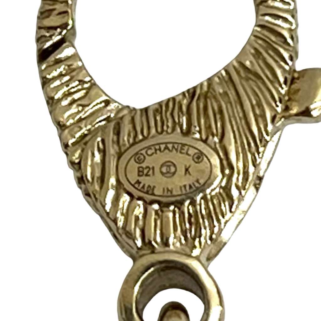 Chanel CC Gold Plated Faux Pearl and Rhinestone Medallion Chain Necklace - 3