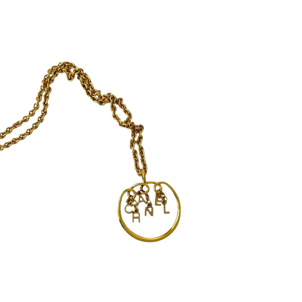 Chanel Gold Plated Letter Charms Pendant Necklace - 2