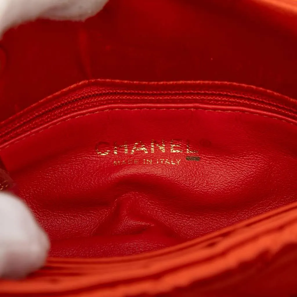 Chanel Small Satin Just Mademoiselle Bowling Bag Red Satin Good - Box View