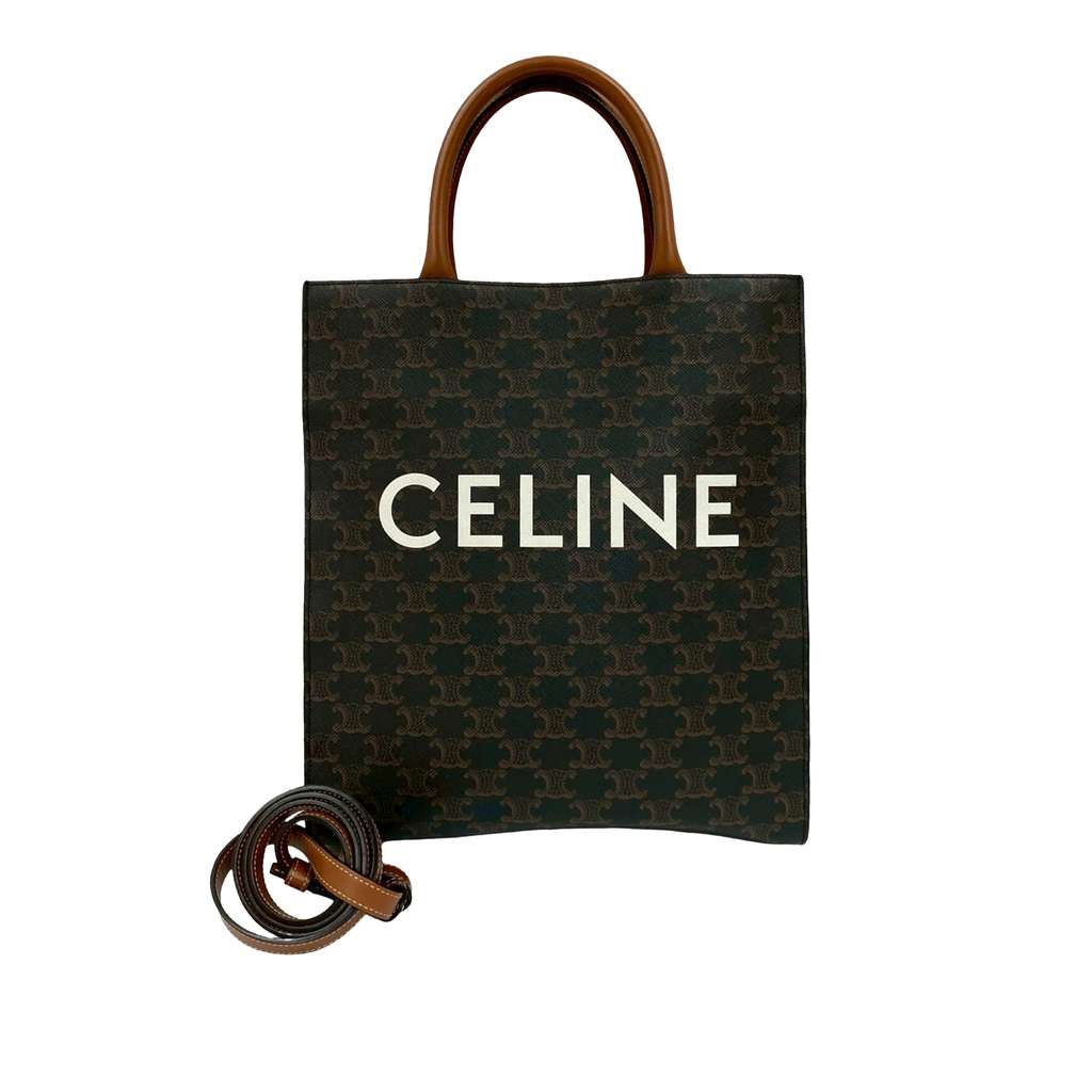 Celine Small Triomphe Coated Canvas Vertical Cabas Tote