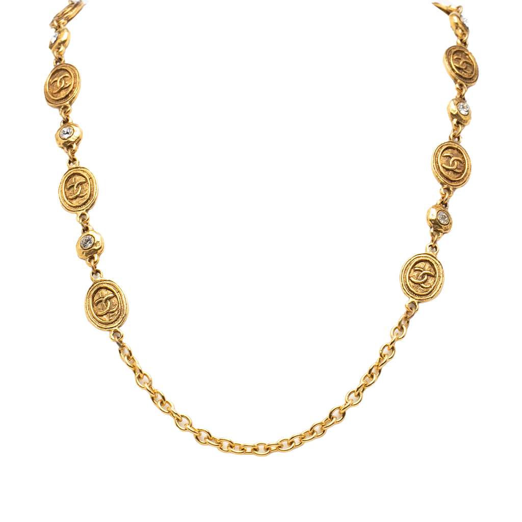 Chanel Gold Plated CC Medallion Chain Necklace