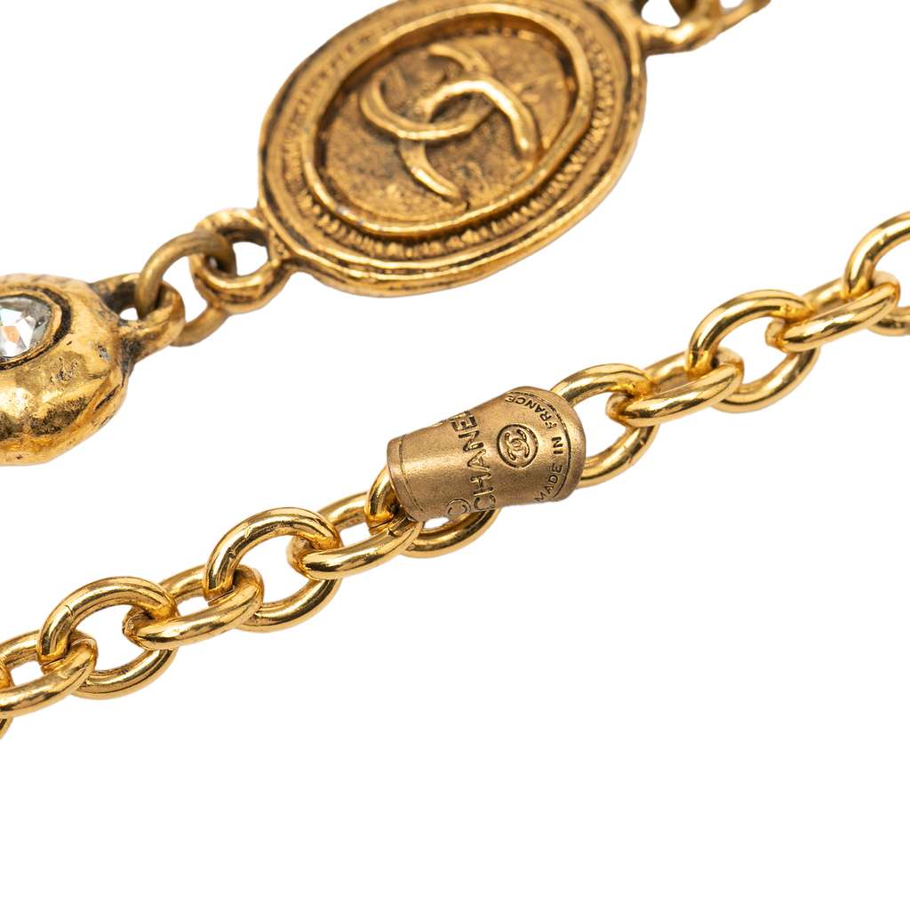 Chanel Gold Plated CC Medallion Chain Necklace - 2