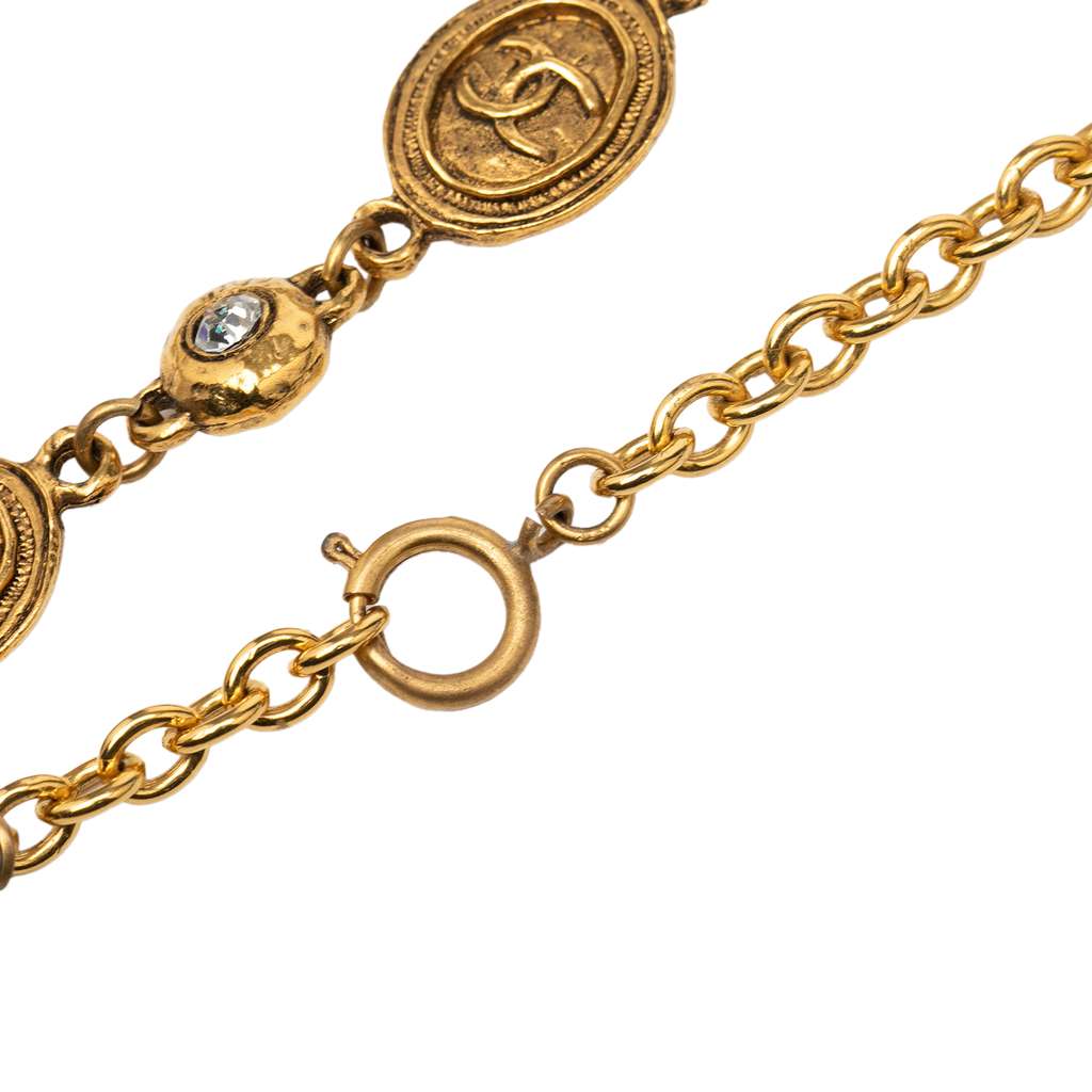 Chanel Gold Plated CC Medallion Chain Necklace - 3