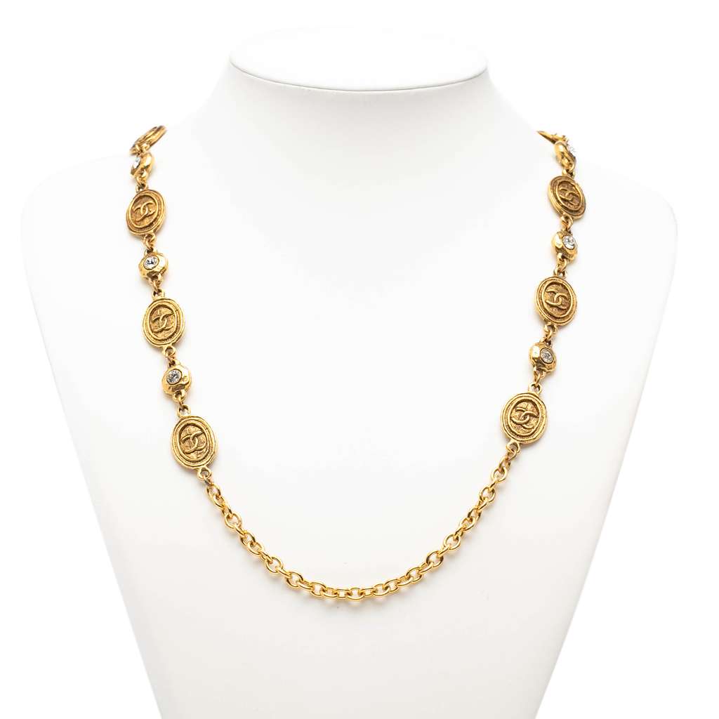 Chanel Gold Plated CC Medallion Chain Necklace - 4