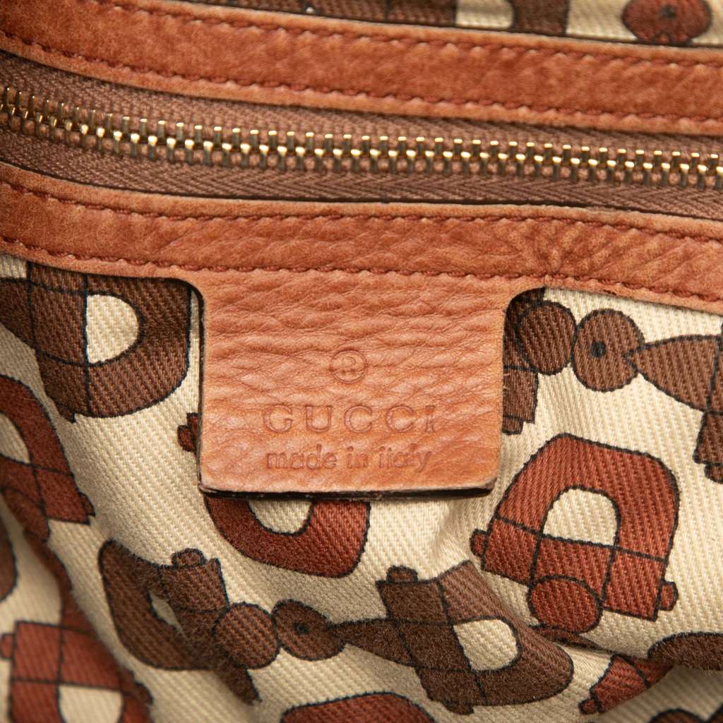 Gucci Large Leather Bamboo Indy Satchel - 5