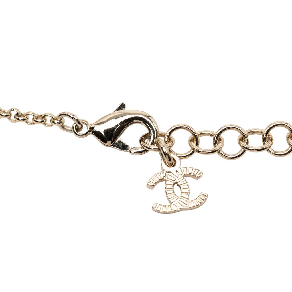 Chanel Gold Plated Crystal Clover Pendant Necklace - 3