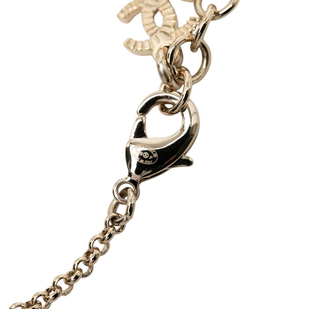 Chanel Gold Plated Crystal Clover Pendant Necklace - 4