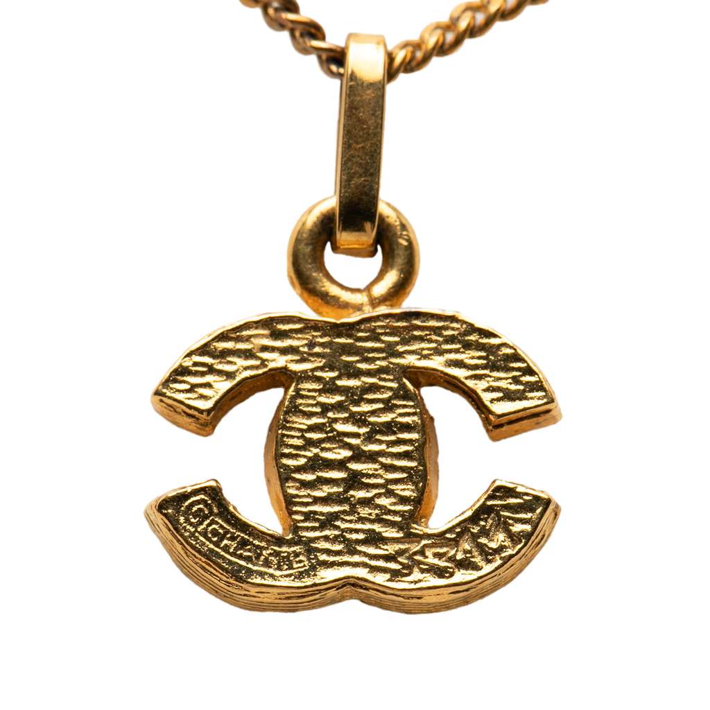 Chanel Gold Plated CC Rhinestone Pendant Necklace - 2