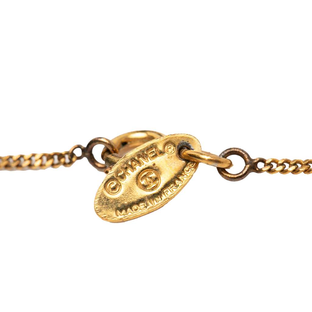 Chanel Gold Plated CC Rhinestone Pendant Necklace - 3