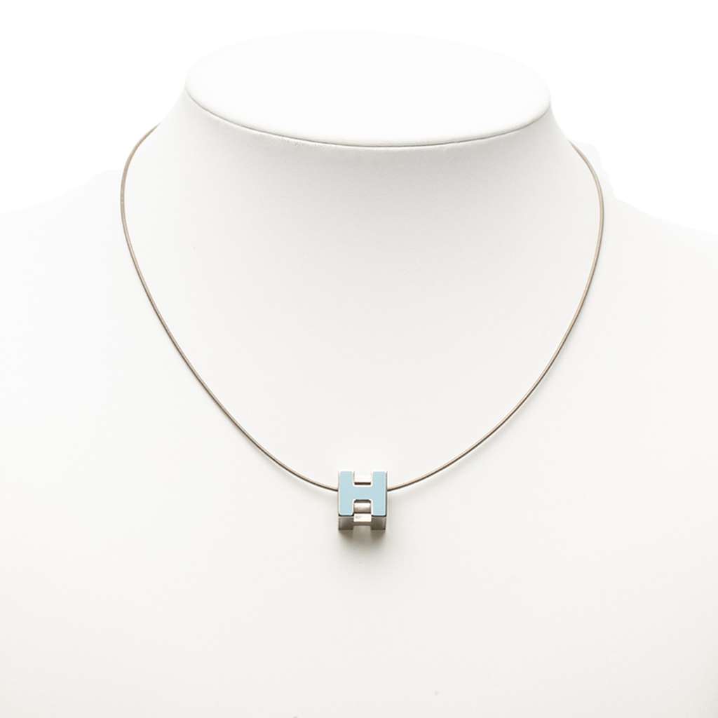 Hermès Palladium Plated Enamel Cage D H Pendant Necklace - 5