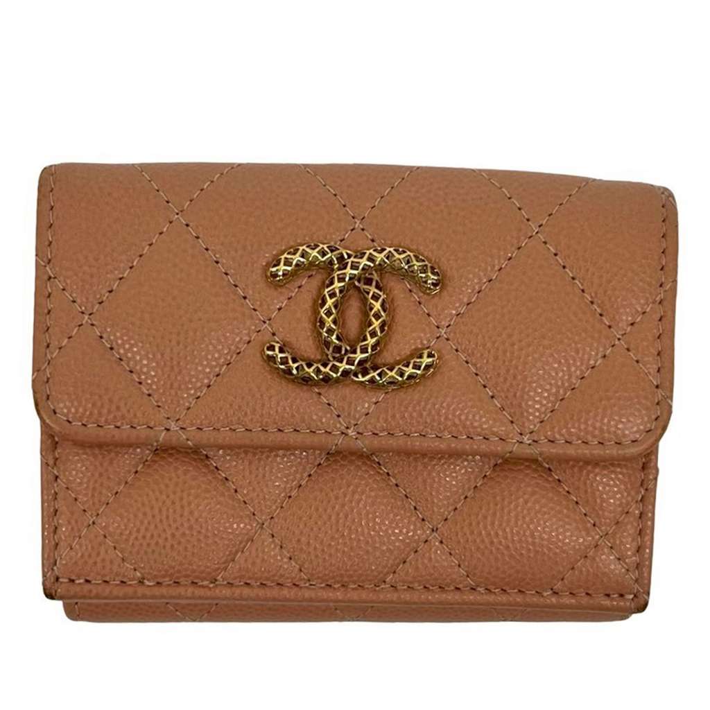 Chanel CC Quilted Caviar Trifold Wallet