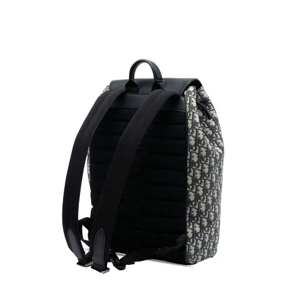 Dior Oblique Canvas Saddle Backpack Blue Canvas Very good - Back View