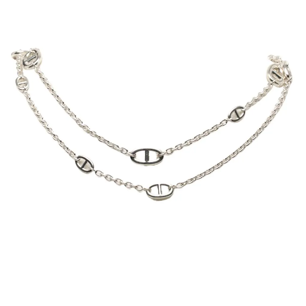 Hermès Sterling Silver Farandole Long Necklace 120 Silver Silver Good - Front View