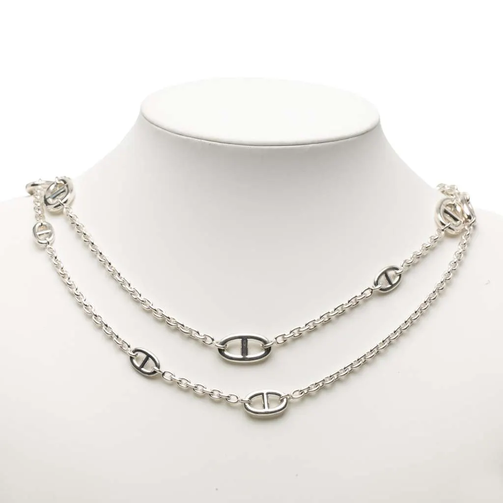 Hermès Sterling Silver Farandole Long Necklace 120 Silver Silver Good - Box View
