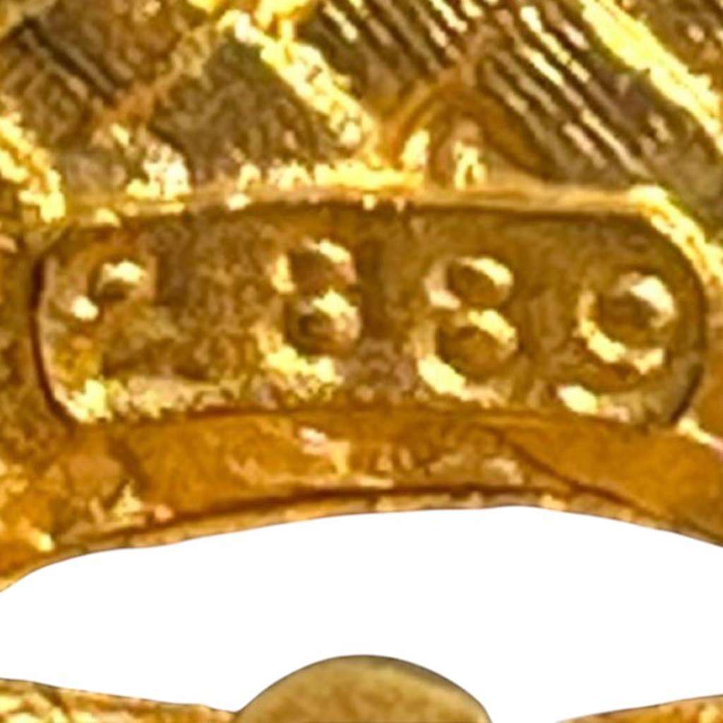 Chanel CC Gold Plated Tweed Effect Earrings - 4