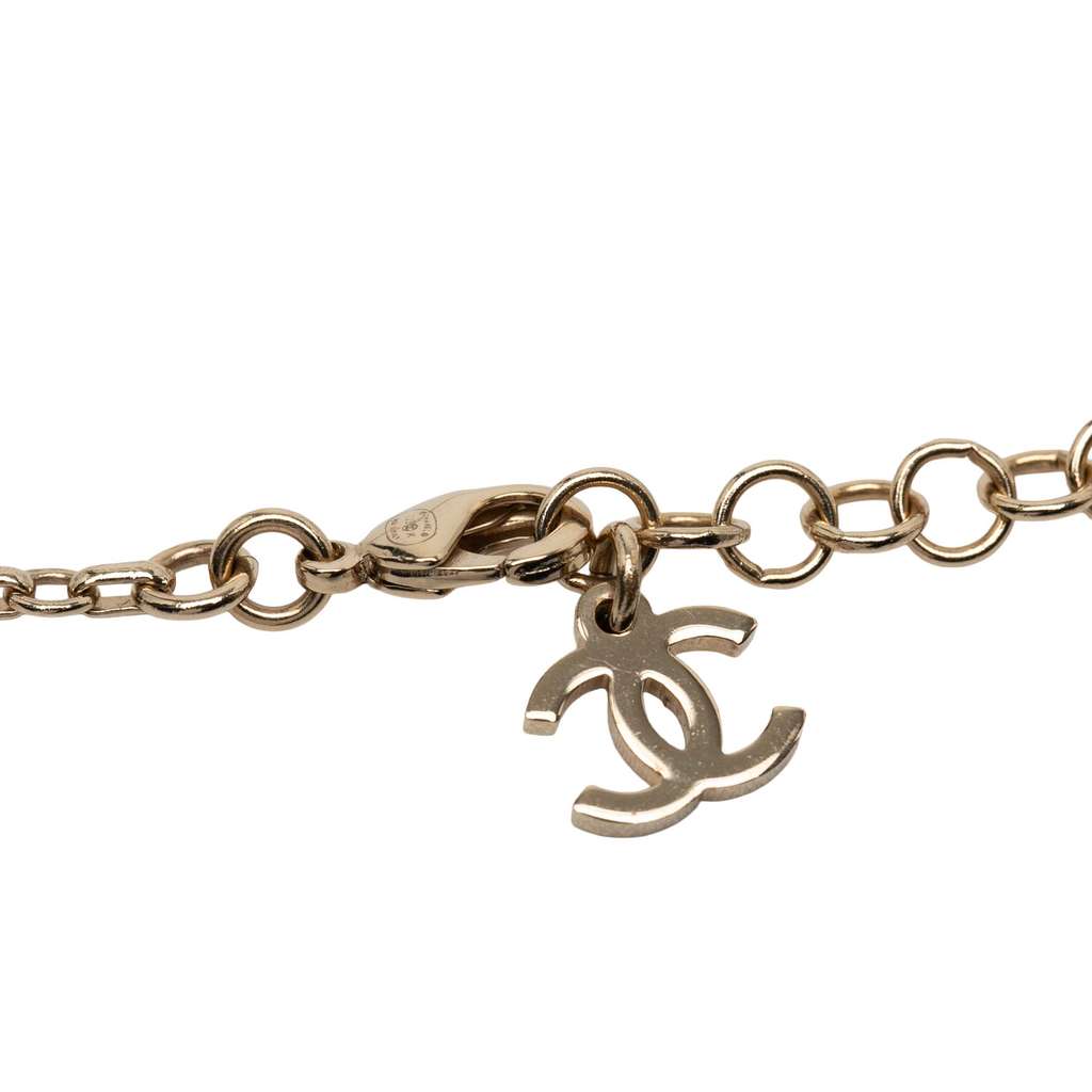 Chanel CC Silver Plated Rhinestone Pendant Necklace - 3