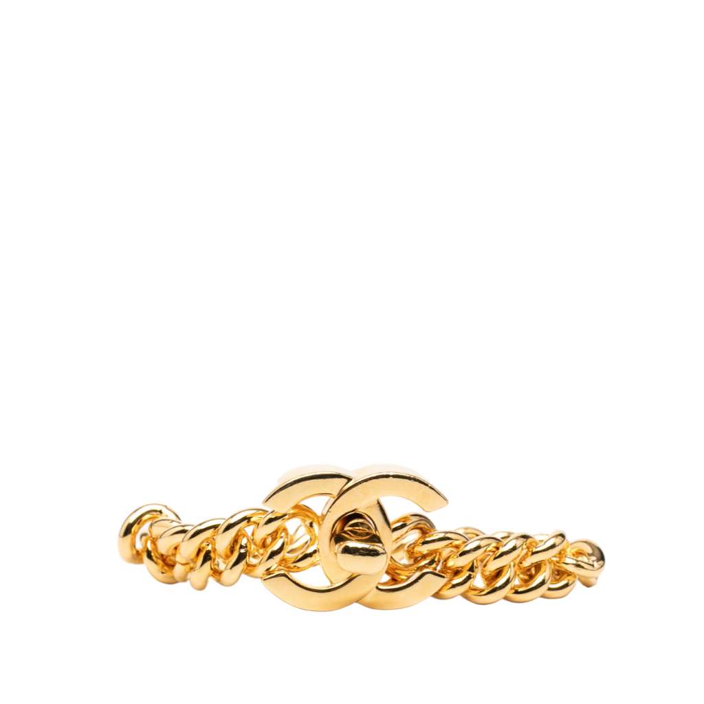 Chanel CC Gold Plated Turn Lock Bracelet