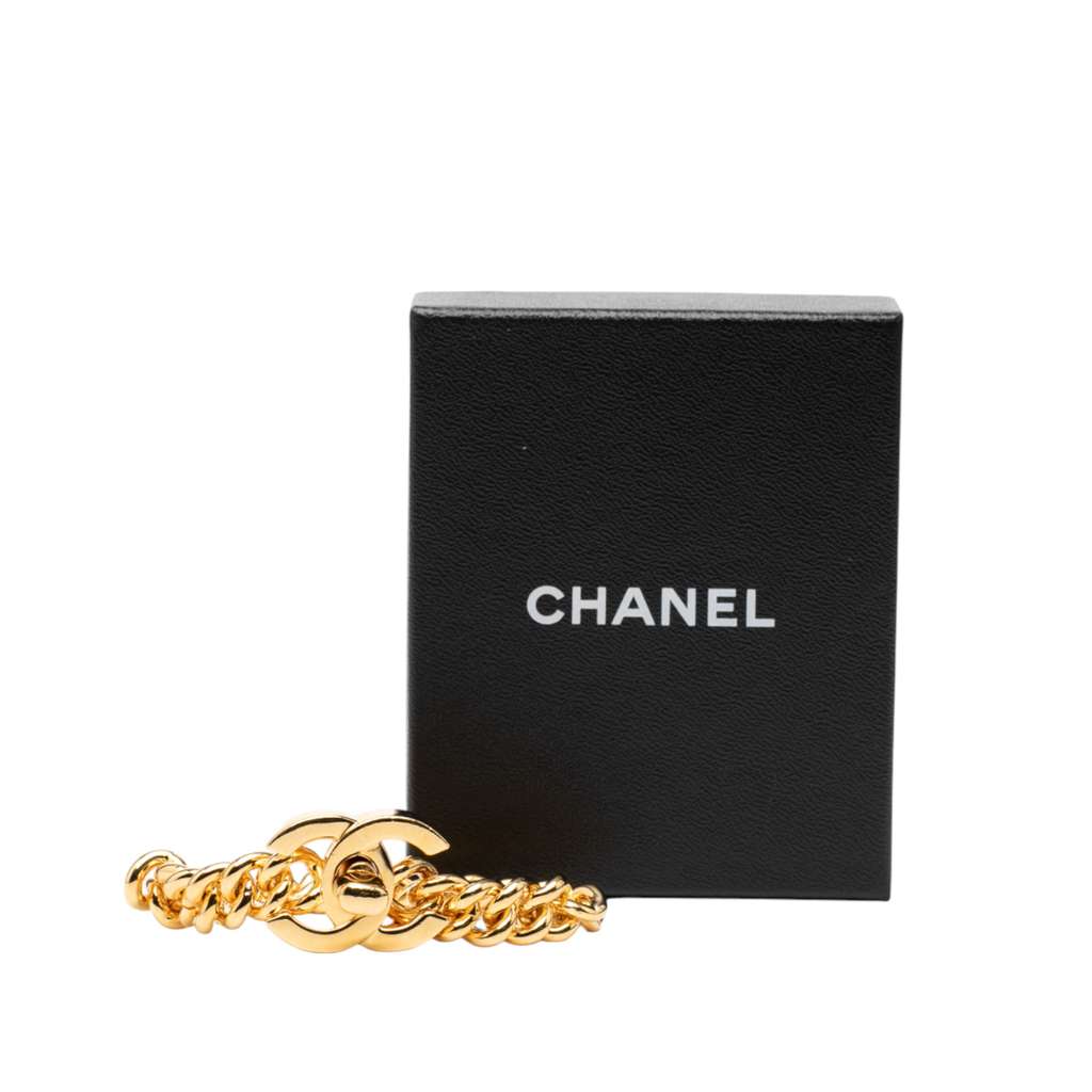 Chanel CC Gold Plated Turn Lock Bracelet - 5
