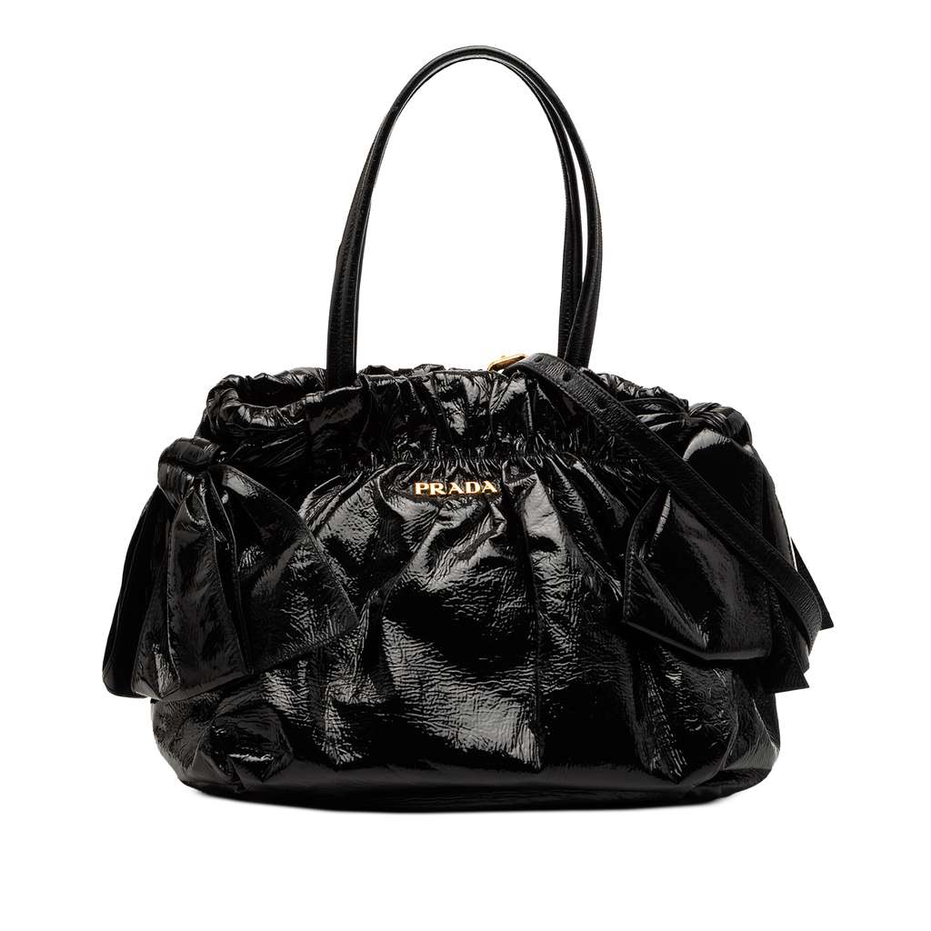 Prada Vernice Gaufre Bow Satchel