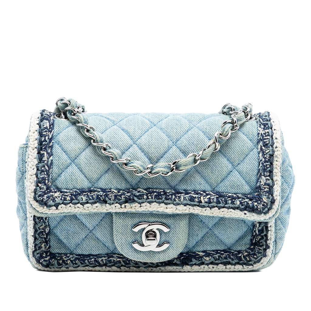 Chanel Mini Rectangular Classic Denim Braided Single Flap