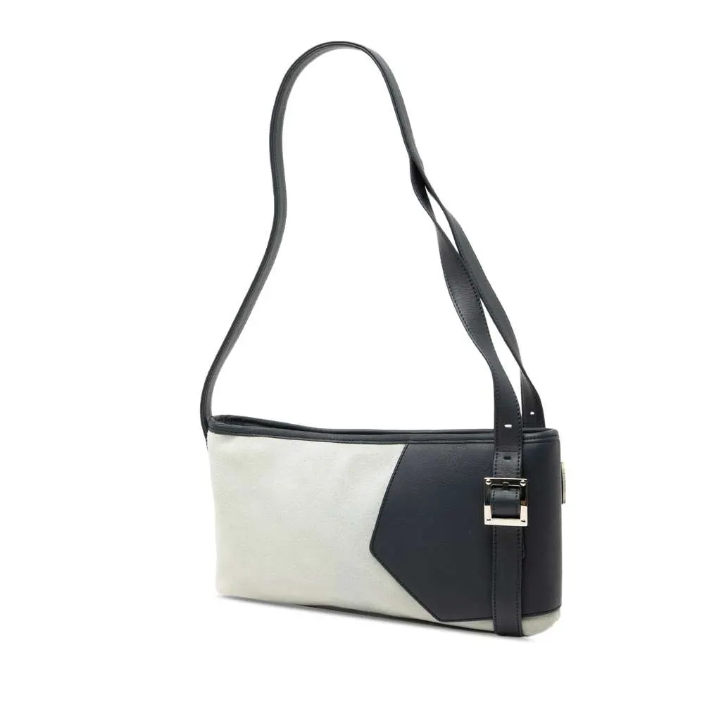 Loewe Suede Anagram Switching Shoulder Bag Grey Leather Very good - Back View