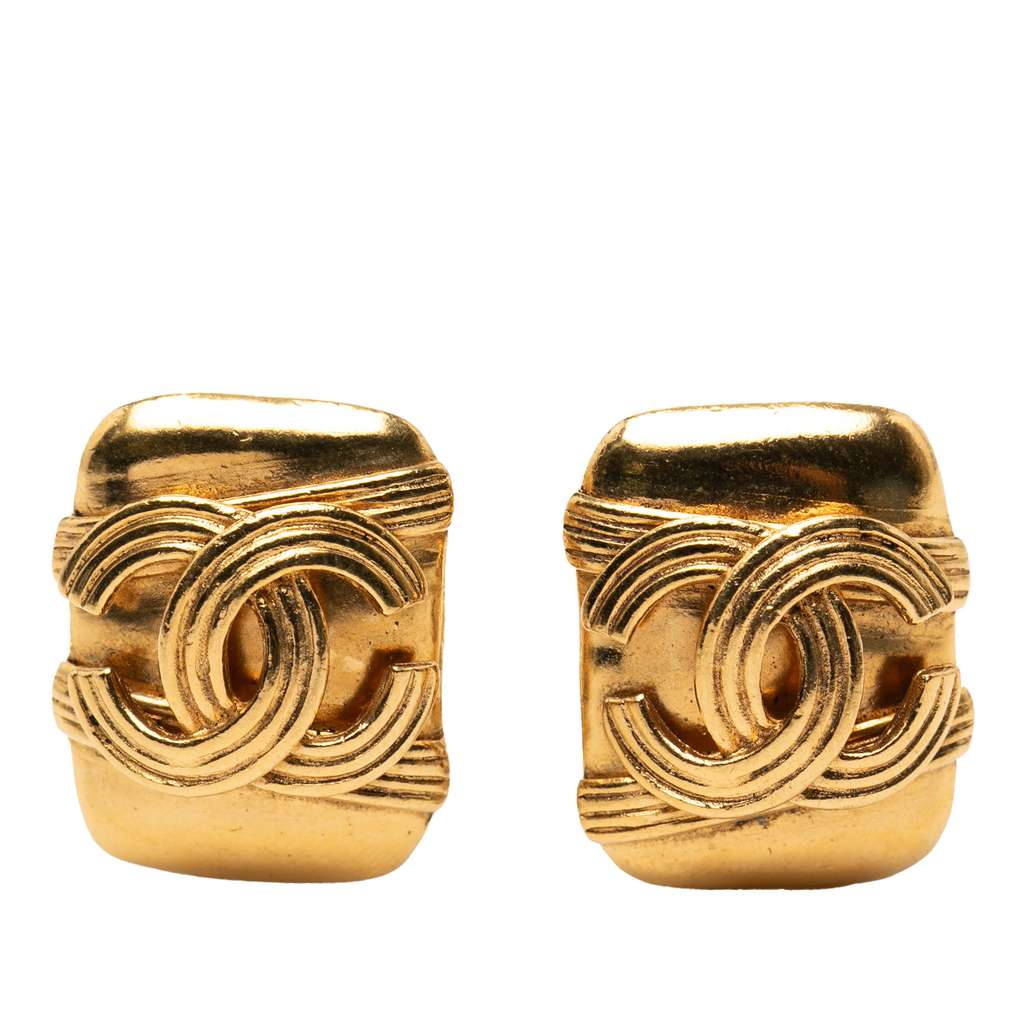 Chanel CC Gold Plated Clip On Earrings
