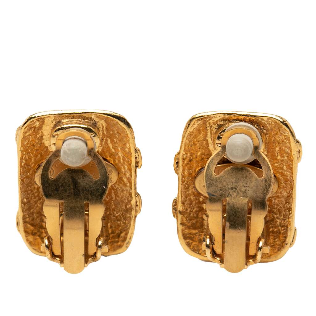 Chanel CC Gold Plated Clip On Earrings - 2