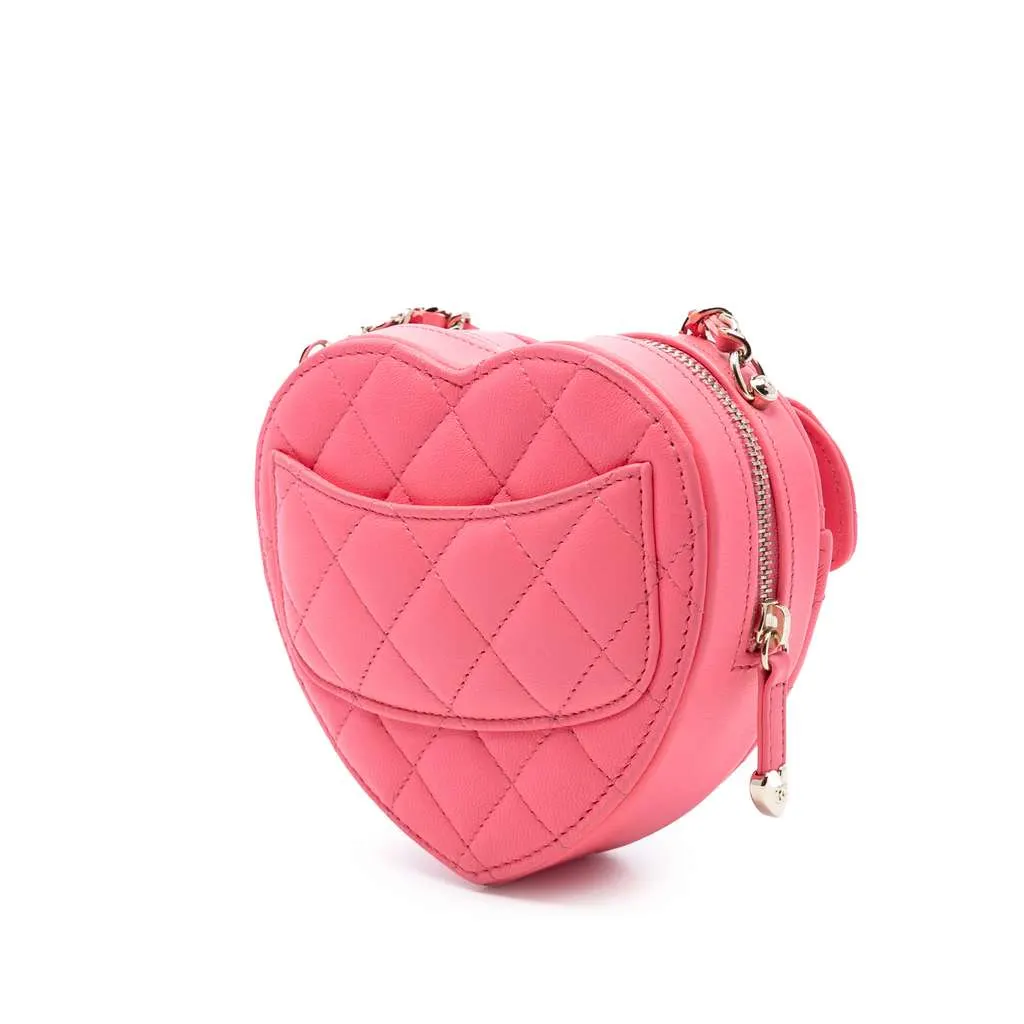Chanel Mini Lambskin CC in Love Heart Crossbody Pink Leather Very good - Back View