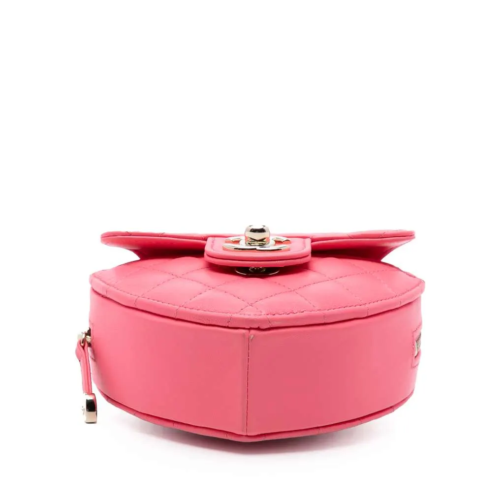 Chanel Mini Lambskin CC in Love Heart Crossbody Pink Leather Very good - Inside View