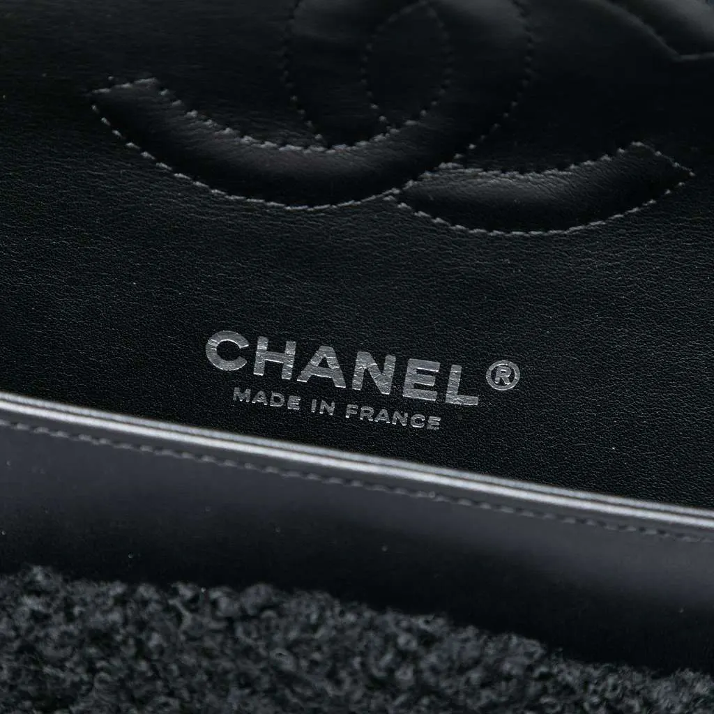 Chanel Medium Classic Tricolor Shearling Double Flap Black Very good - Box View