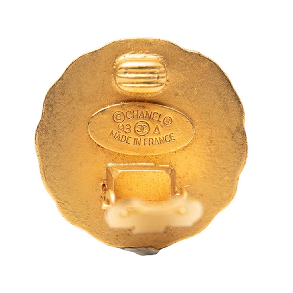 Chanel CC Gold Plated Round Clip On Earrings - 3
