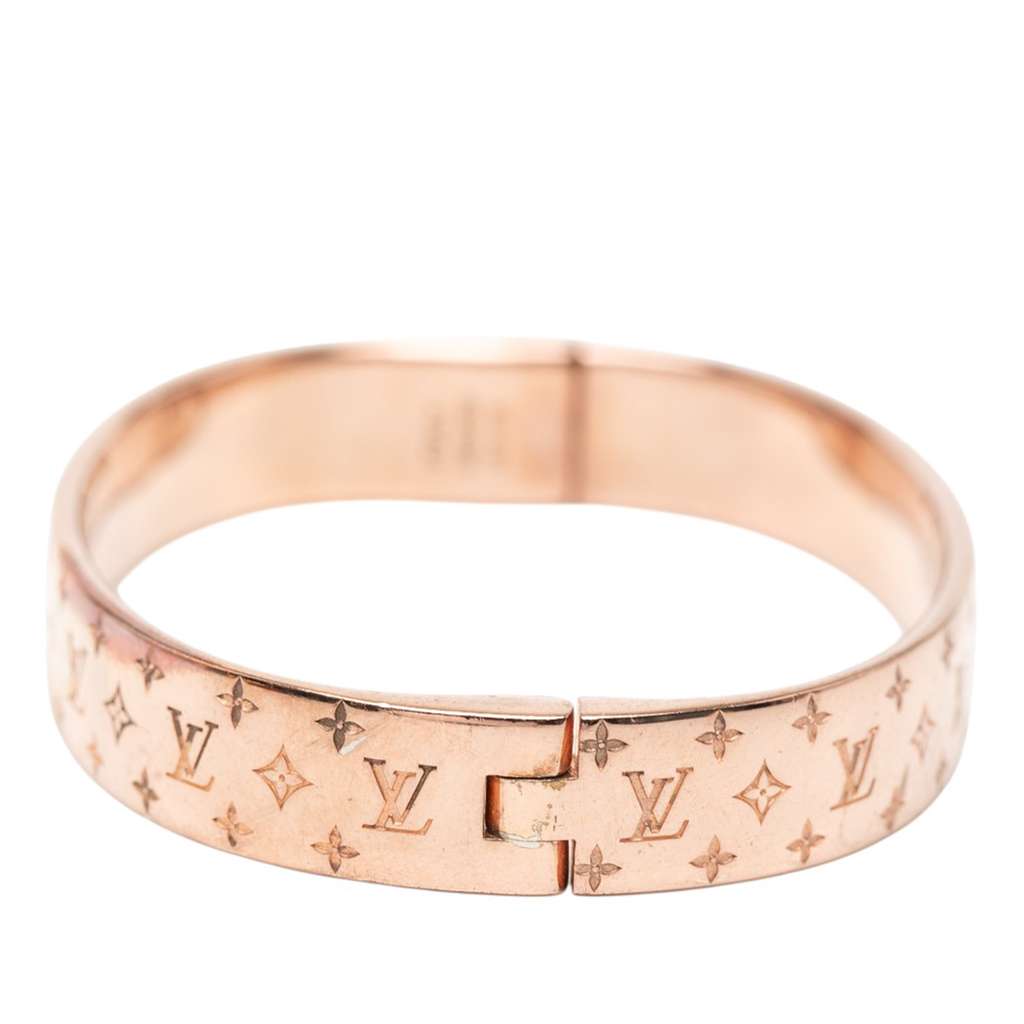 Louis Vuitton Rose Gold Plated Nanogram Cuff Bracelet S - 3