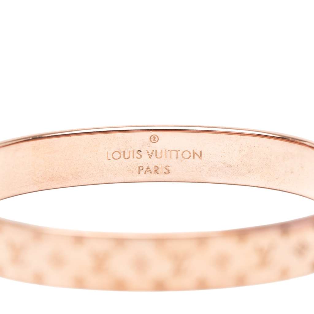 Louis Vuitton Rose Gold Plated Nanogram Cuff Bracelet S - 4