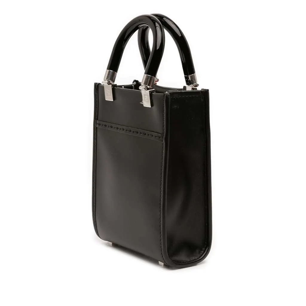 Fendi Mini Leather Sunshine Shopper Tote Black Leather Very good - Back View