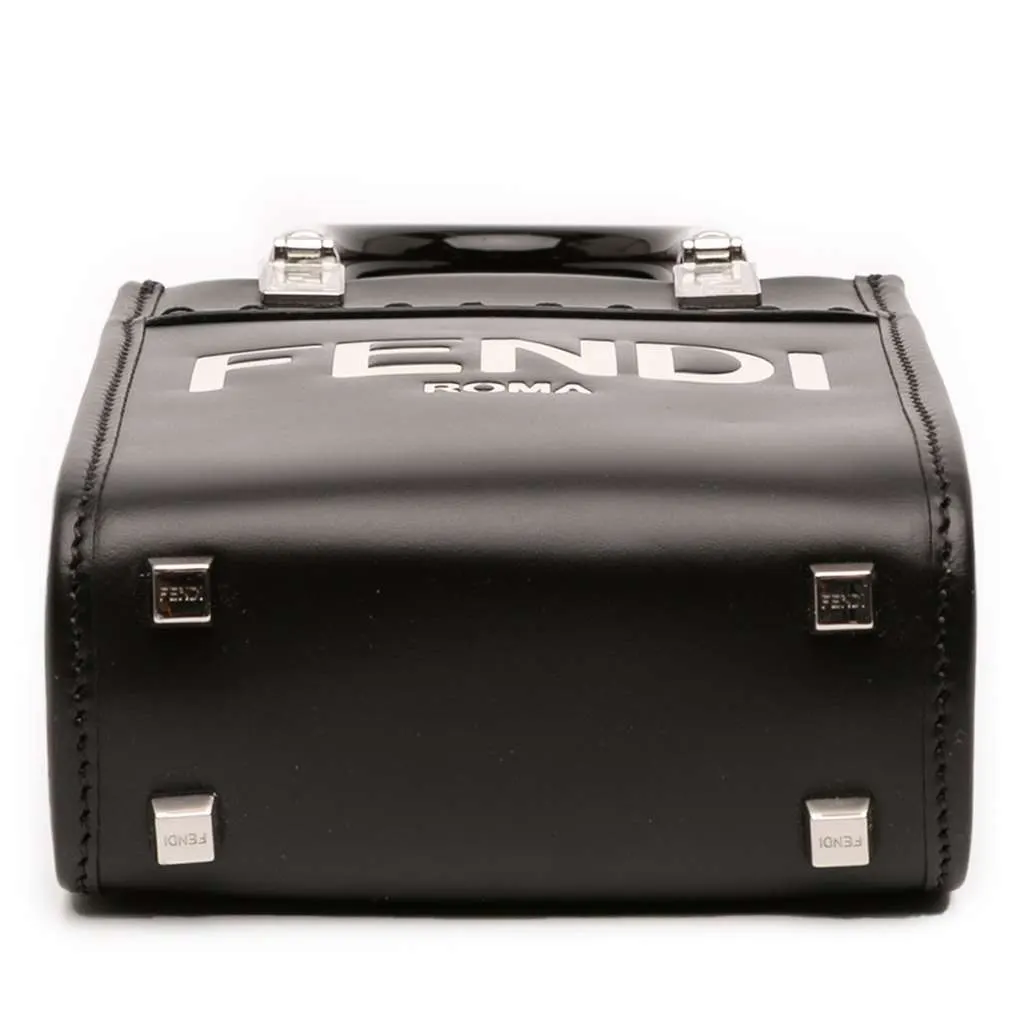 Fendi Mini Leather Sunshine Shopper Tote Black Leather Very good - Inside View