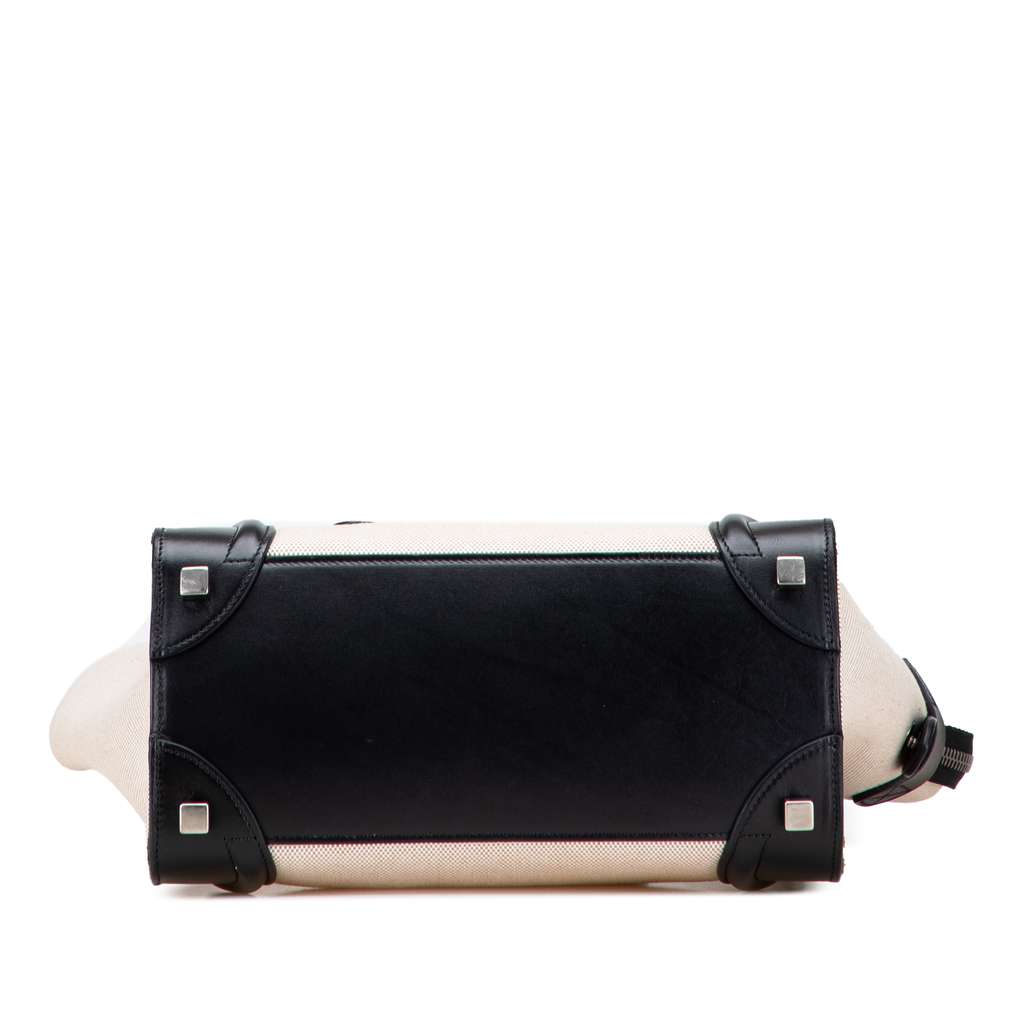 Celine Micro Bicolor Leather Trimmed Canvas Luggage Tote - 3