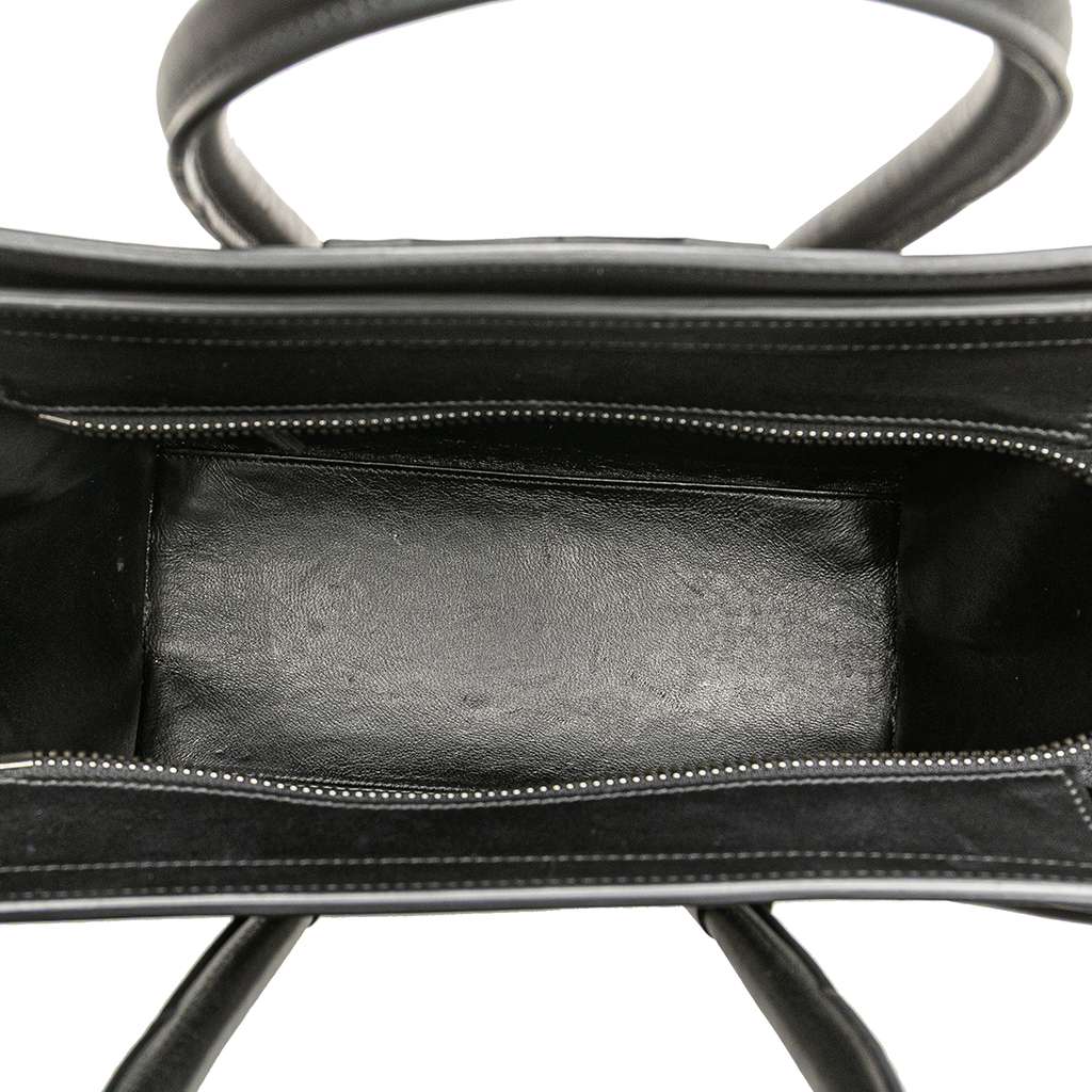 Celine Micro Bicolor Leather Trimmed Canvas Luggage Tote - 4