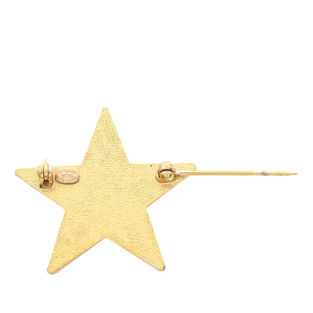 Chanel CC Gold Plated Enamel Star Brooch - 2