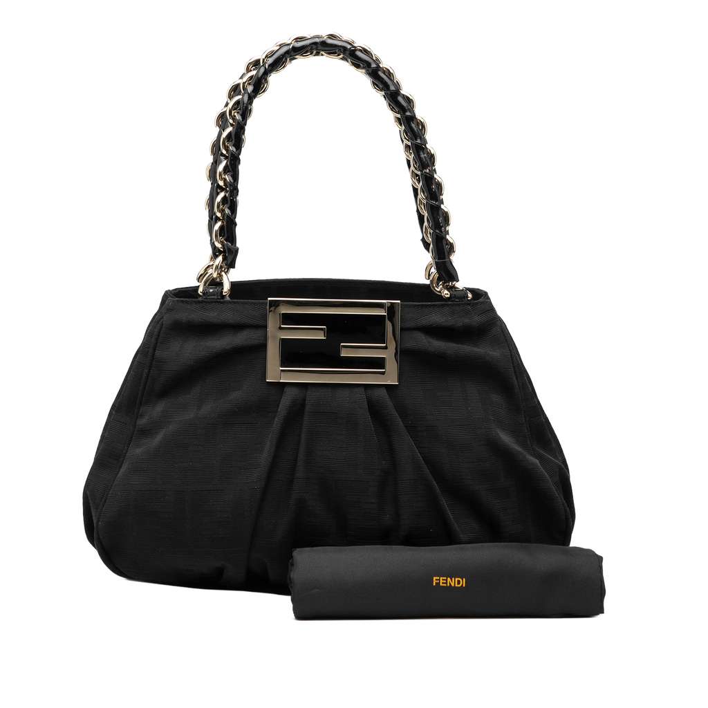 Fendi Small Zucca Canvas Mia Chain Tote Black Large Canvas display picture 2